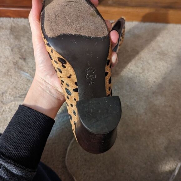 Tory Burch cowhair leopard print chunky heel stilleto sz 7 euc - Picture 8 of 9
